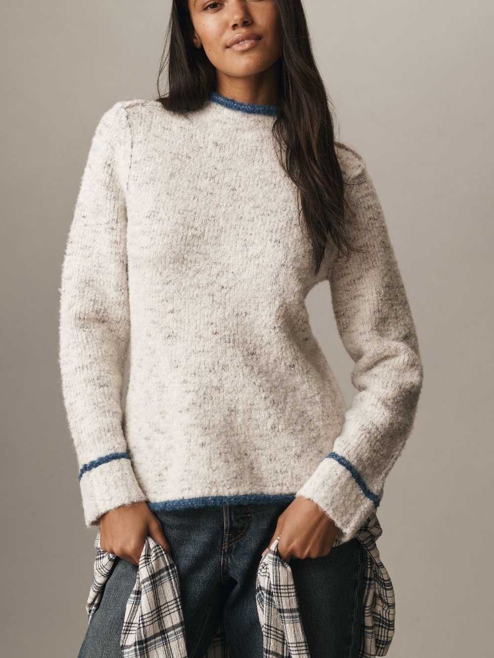 Anthropologie Pilcro Long Sleeve Mock Neck Bird Sweater